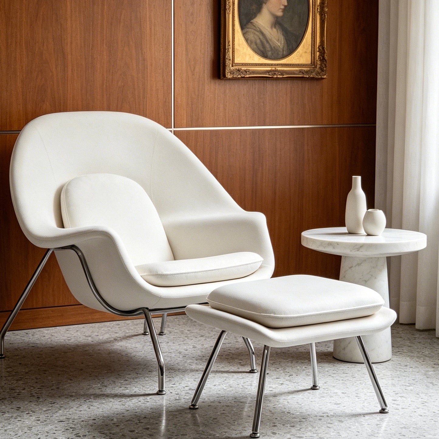 Replica Eero Saarinen Womb Chair and Ottoman