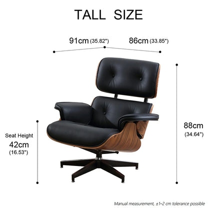 Eames lounge chair and ottoman Black full grain leather Replica