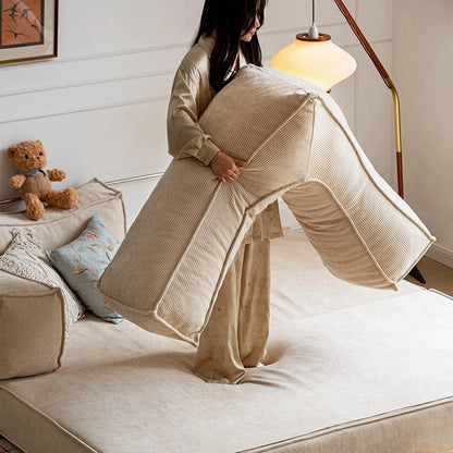 Teddy Compressible sofa Convertible foma Sofa Bed in a Box white chenille