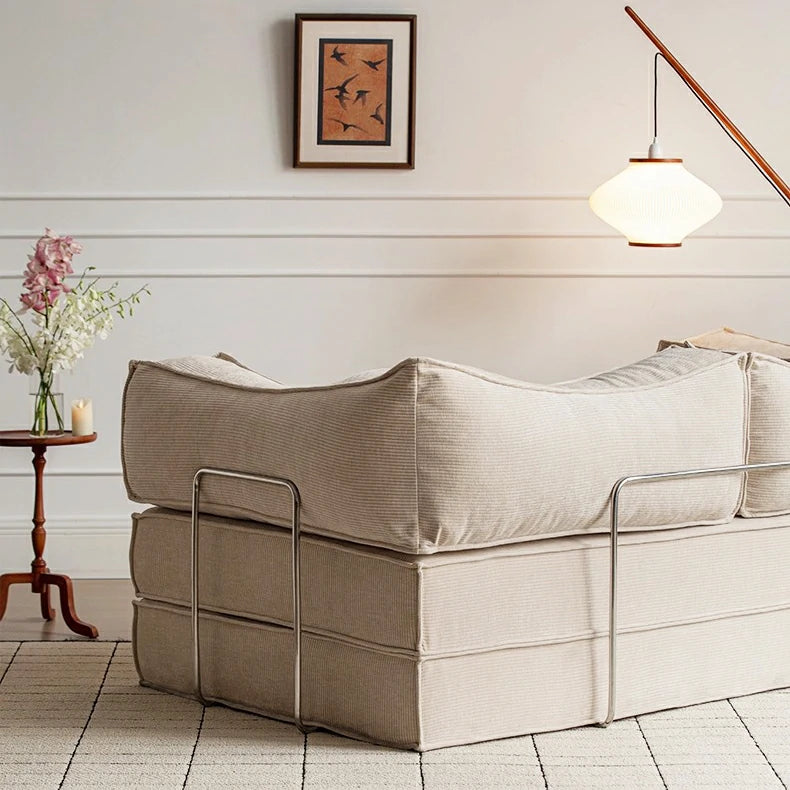 Teddy Compressible sofa Convertible foma Sofa Bed in a Box white chenille