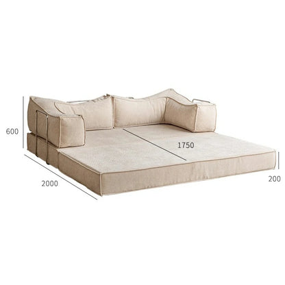 Teddy Compressible sofa Convertible foma Sofa Bed in a Box white chenille