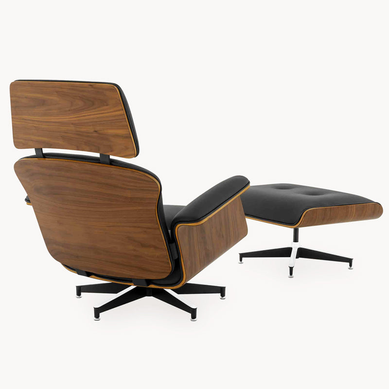 The Mid Century MO-90 Lounge Chair & Ottoman in  Black Leather