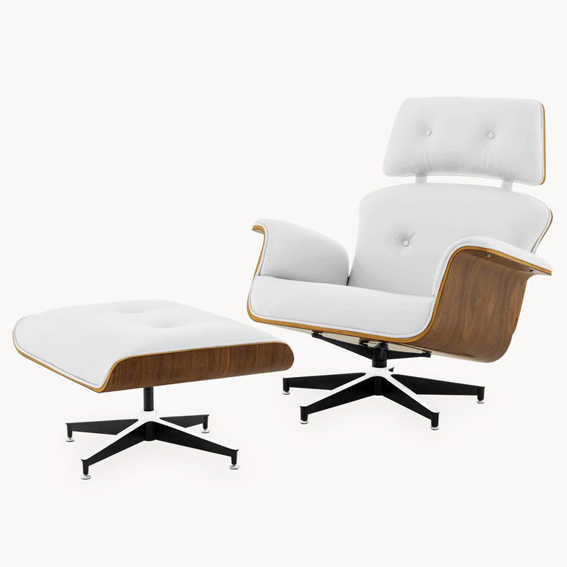 The Mid Century MO-90 Lounge Chair & Ottoman in  Black Leather