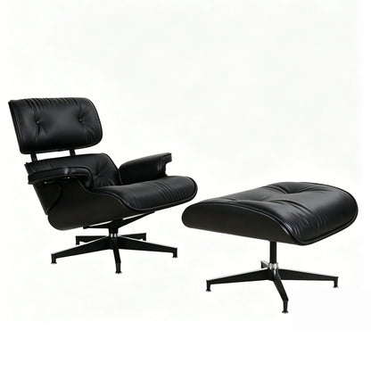 Eames lounge chair and ottoman Black full grain leather Replica