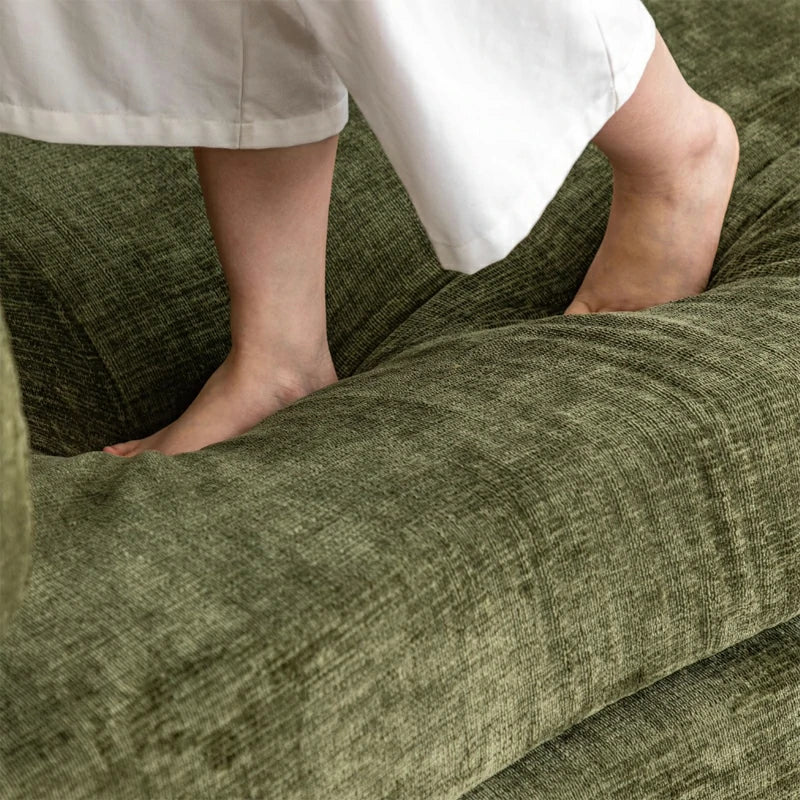 Compressible sofa Convertible foma Sofa Bed in a Box Green chenille