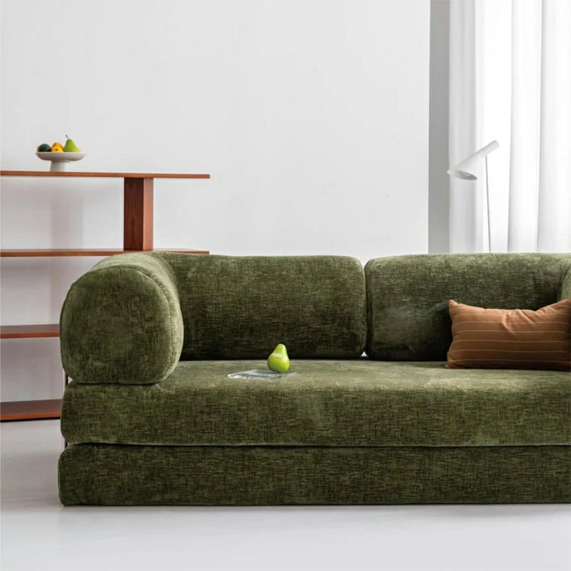 Compressible sofa Convertible foma Sofa Bed in a Box Green chenille