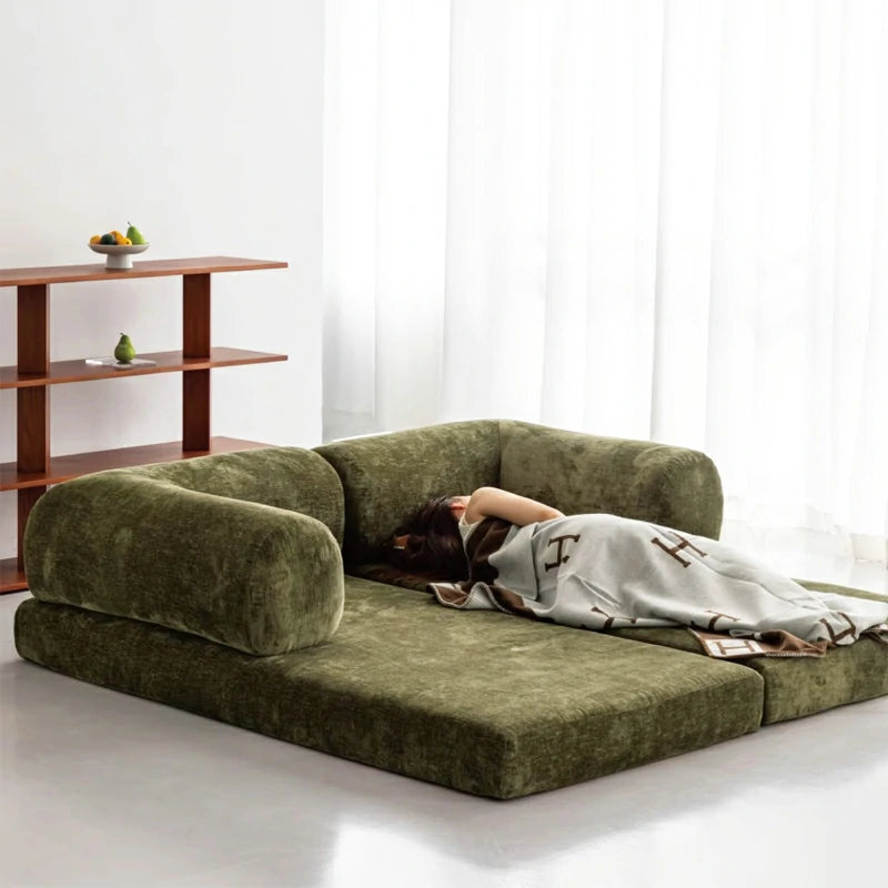 Compressible sofa Convertible foma Sofa Bed in a Box Green chenille