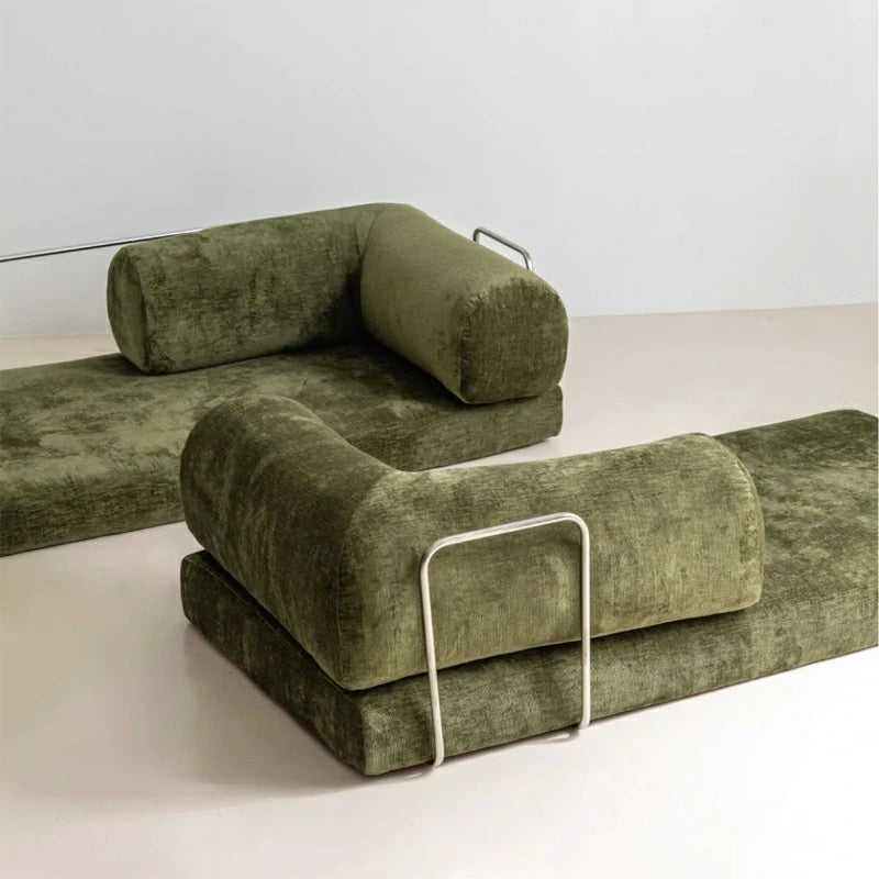 Compressible sofa Convertible foma Sofa Bed in a Box Green chenille