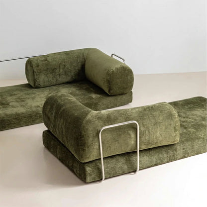 Compressible sofa Convertible foma Sofa Bed in a Box Green chenille