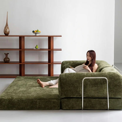 Compressible sofa Convertible foma Sofa Bed in a Box Green chenille