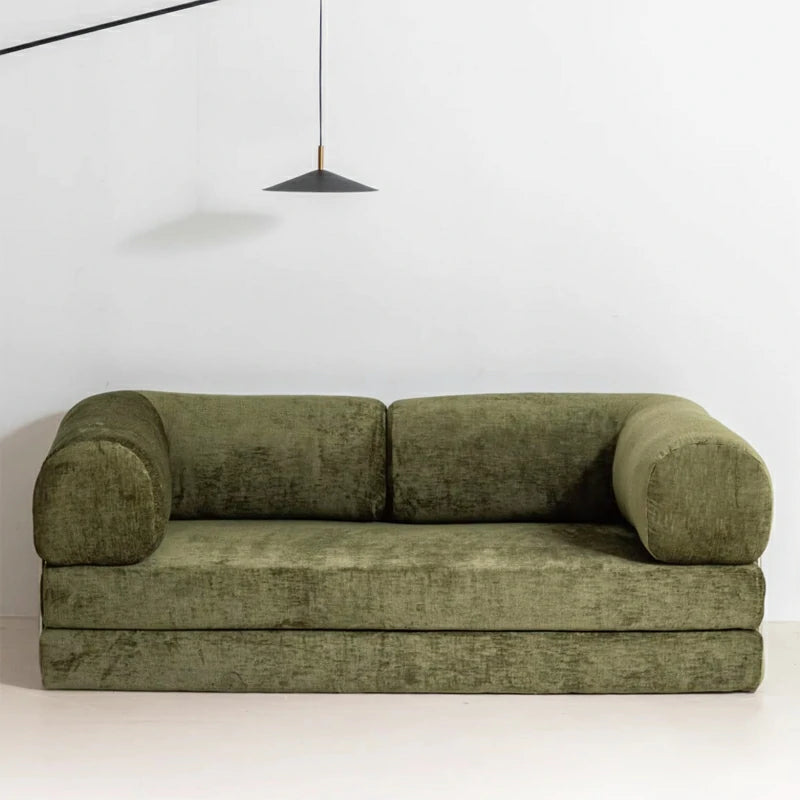 Compressible sofa Convertible foma Sofa Bed in a Box Green chenille