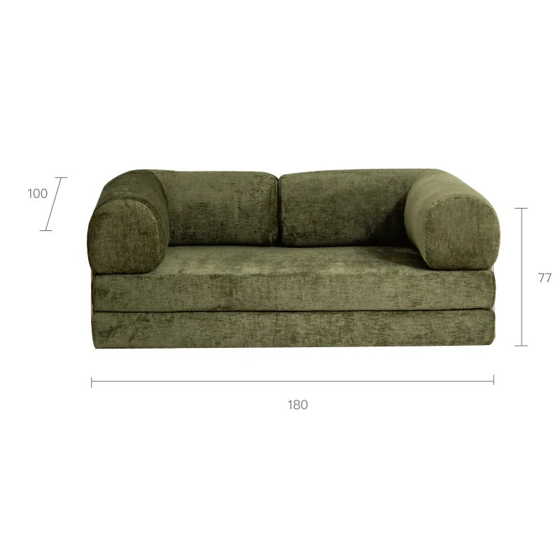Compressible sofa Convertible foma Sofa Bed in a Box Green chenille 180cm