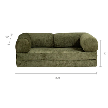 Compressible sofa Convertible foma Sofa Bed in a Box Green chenille 200cm