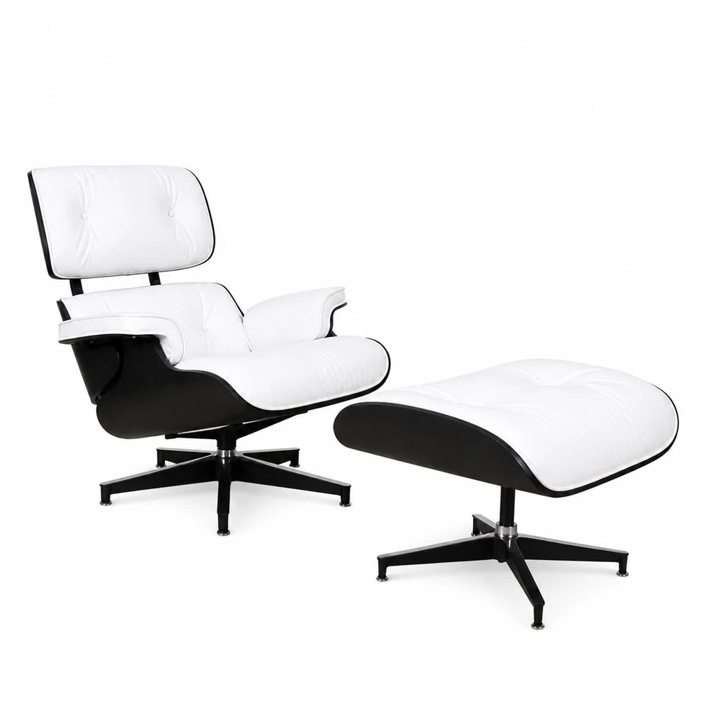 Eames lounge chair and ottoman Black full grain leather Replica
