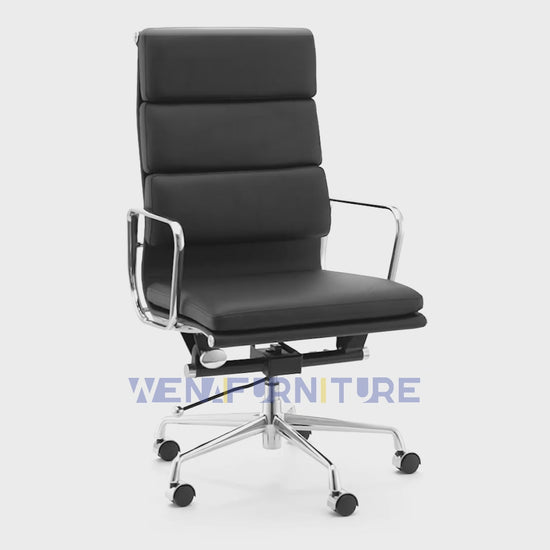 Eames executive office chair soft pad EA219 black leather video