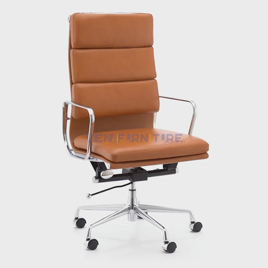 Eames executive office chair soft pad chair tan leather EA219 video