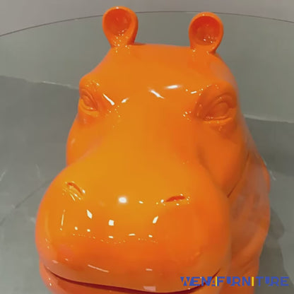 Hippo glass coffee table orange base