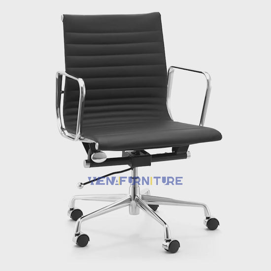 Eames executive office chair EA117 black leather vedio