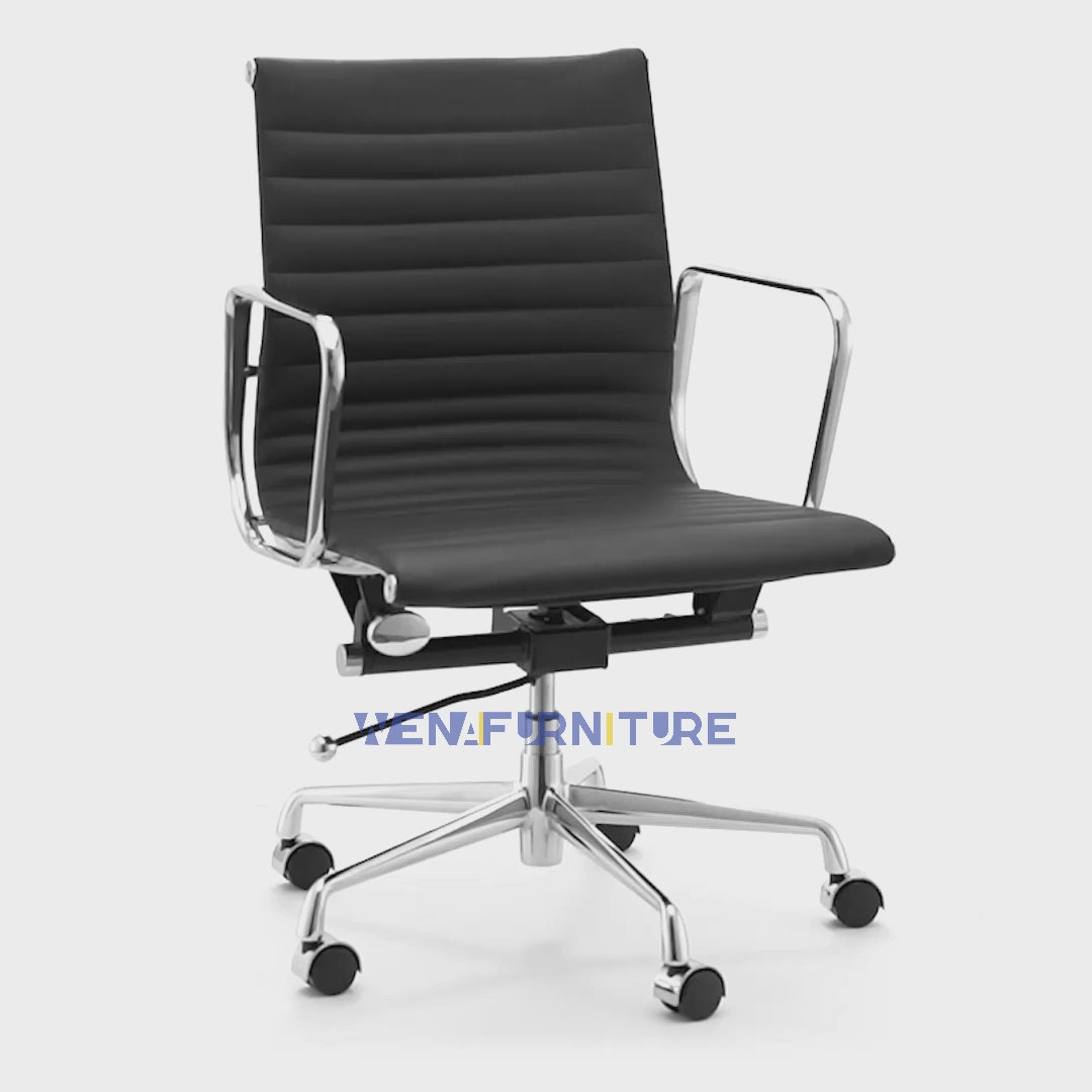 Eames executive office chair EA117 black leather vedio