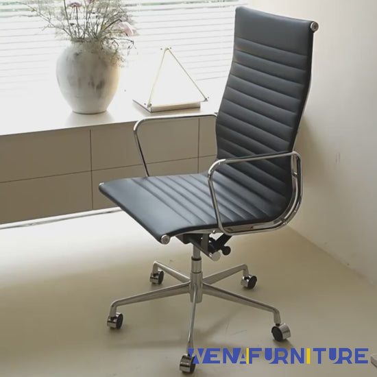 Eames executive office chair  High Back black leather EA119 video