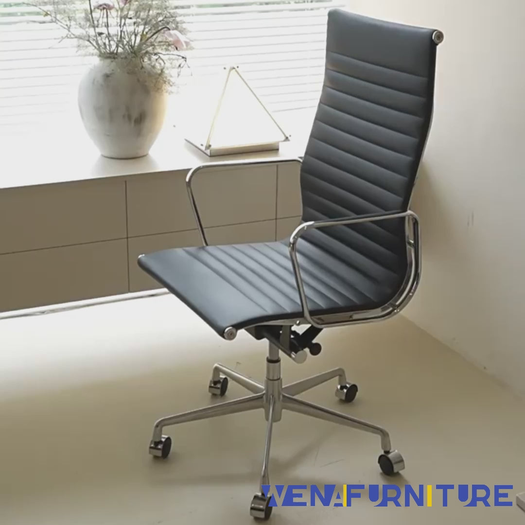 Eames executive office chair  High Back black leather EA119 video