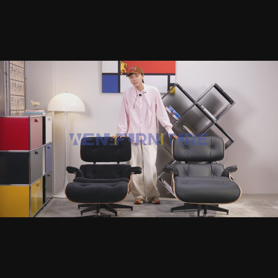 Eames lounge chair and ottoman Black Italian Leather Replica video