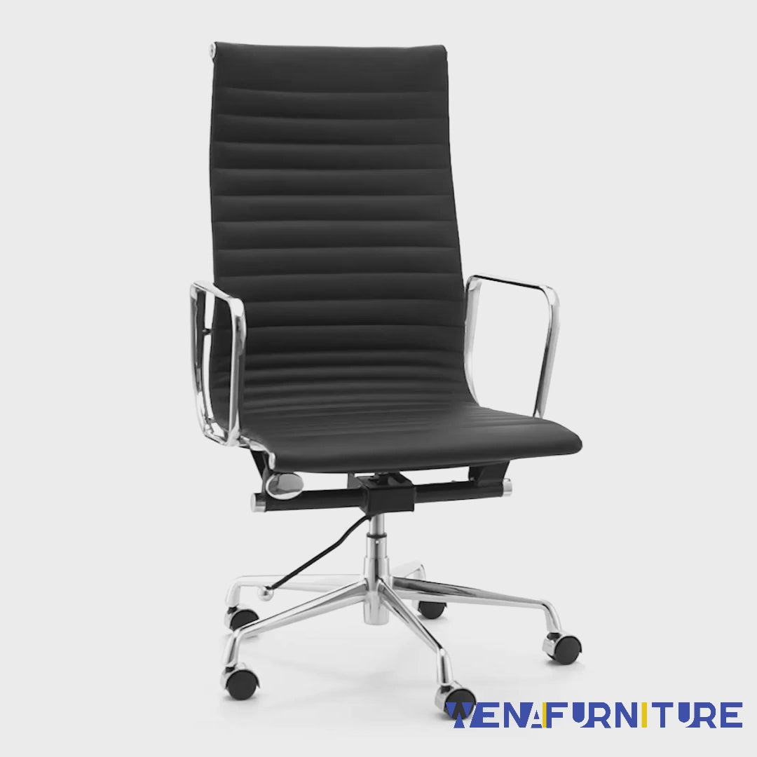 Eames executive office chair  High Back black leather EA119 video
