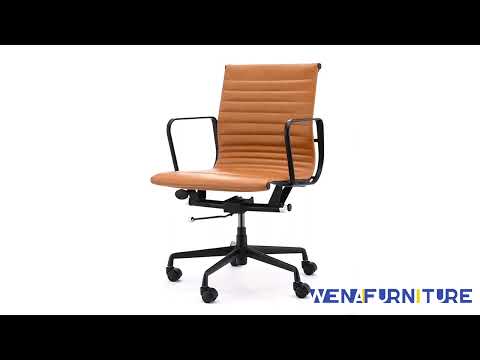 Eames executive office chair   EA117 black Frame tan leather video