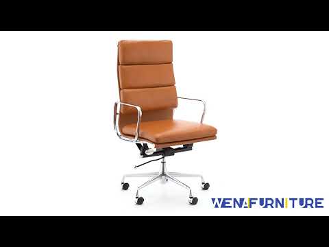 Eames executive office chair eames soft pad chair tan leather EA219 video