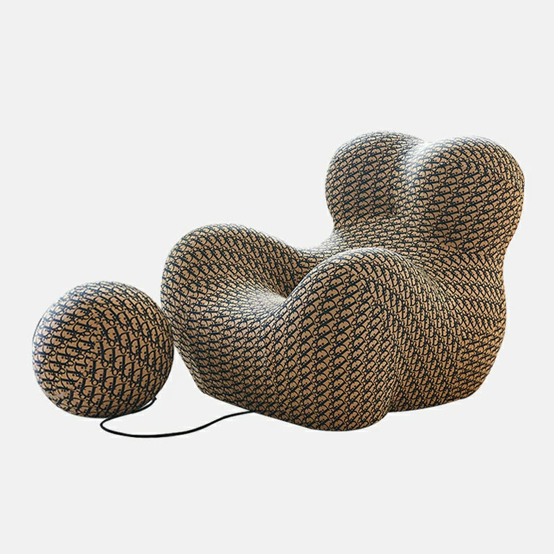 Replica La Mamma Armchair & Ottoman UP 5 And UP 6 | Red and Beige Stripe Fabric