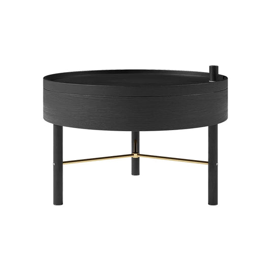 Modern Round Wood Rotating Tray Coffee Table-Black