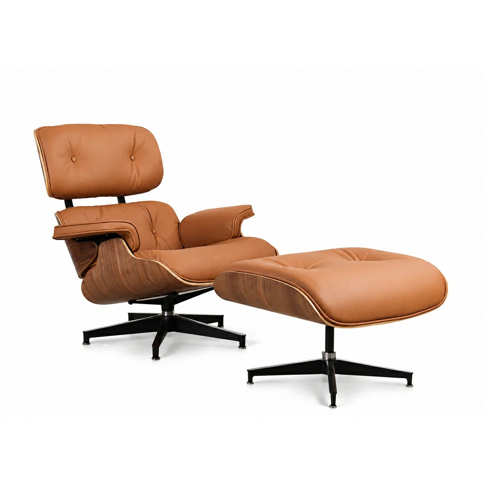 Eames lounge chair and ottoman Black full grain leather Replica