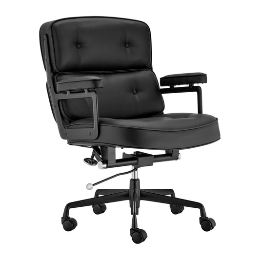 2. Eames Replica Robin Genuine Leather Executive Office Chair (Black)