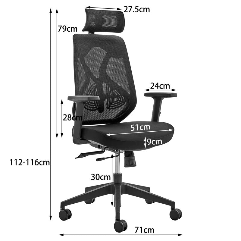 Silla de oficina ergonómica de malla con respaldo alto de lujo