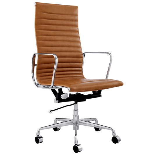 Eames executive office chair high back tan leather EA119 45°