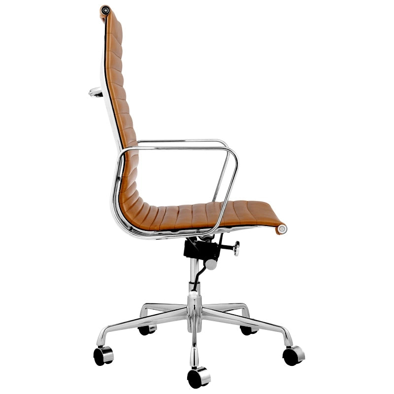 Eames executive office chair high back tan leather EA119 side