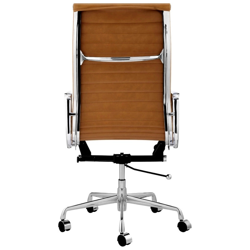 Eames executive office chair high back tan leather EA119 back side
