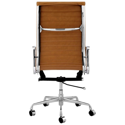 Eames executive office chair high back tan leather EA119 back side