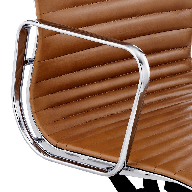 Eames executive office chair high back tan leather EA119 close up