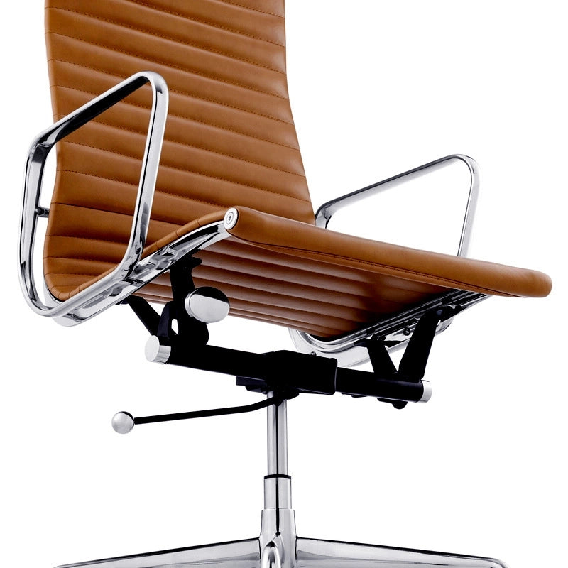 Eames executive office chair high back tan leather EA119 close up
