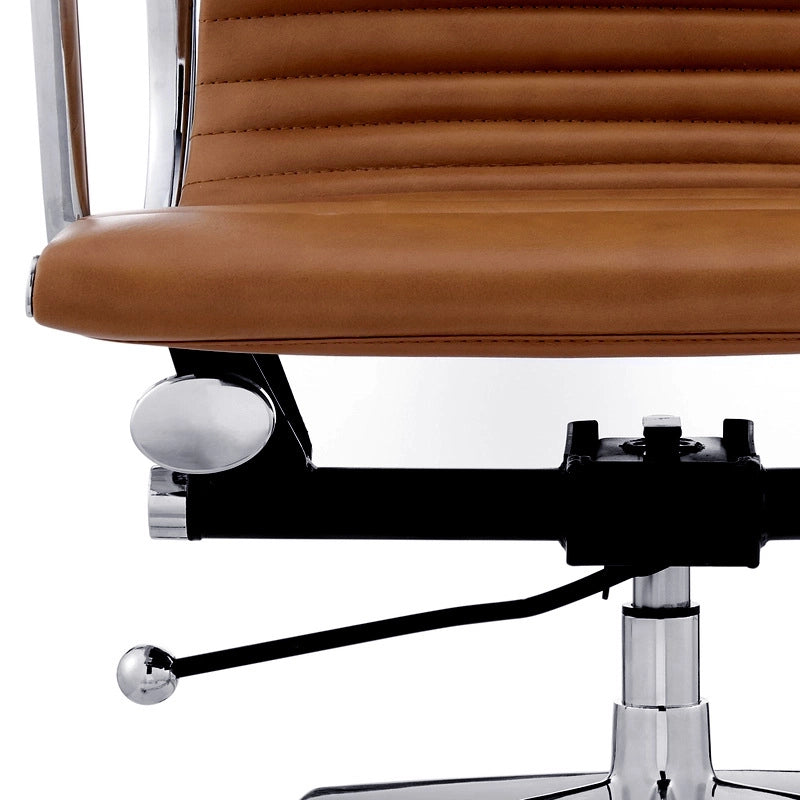 Eames executive office chair high back tan leather EA119 close up