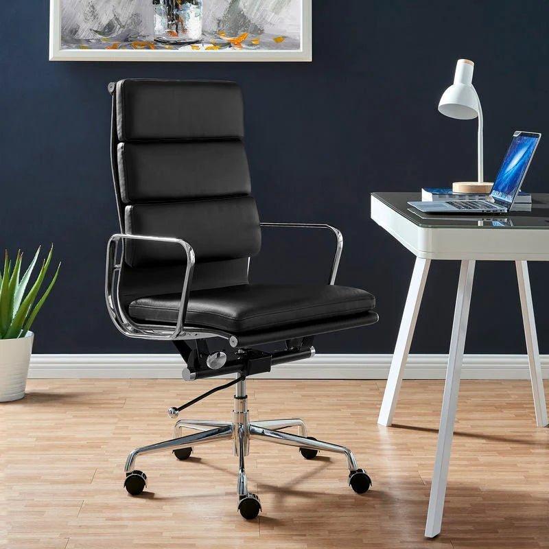 Eames premium leather replica high back soft pad management office chair outlet