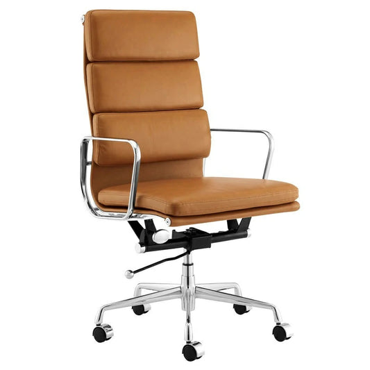 Eames Executive Replica High Back Soft Pad Leather Management Office Desk Chair (Tan)