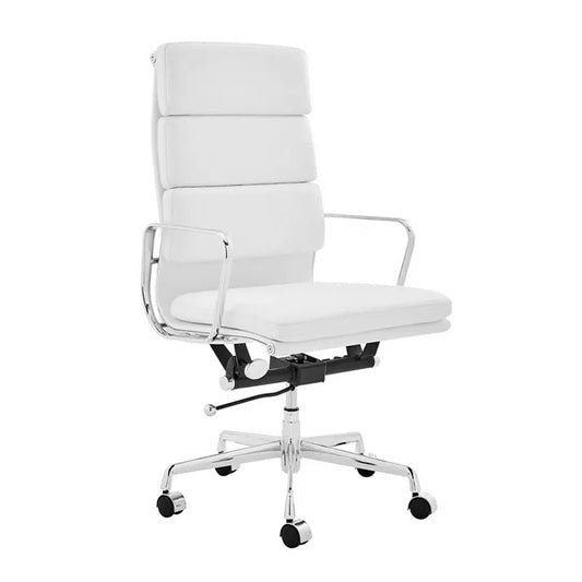 Eames Executive Office Chair EA219  
white leather 45° angle 