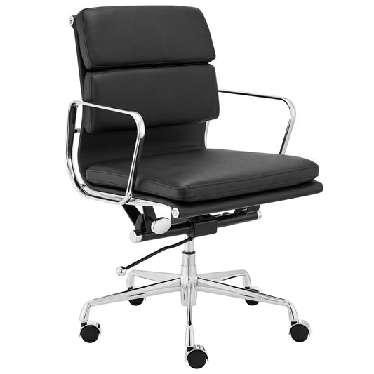 Eames Executive Office Chair EA217 black leather 45° angle