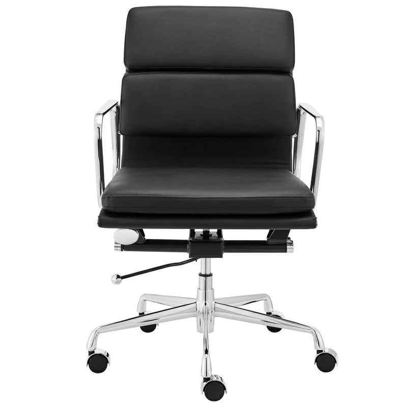 Eames Executive Office Chair  EA217 black leather front angle