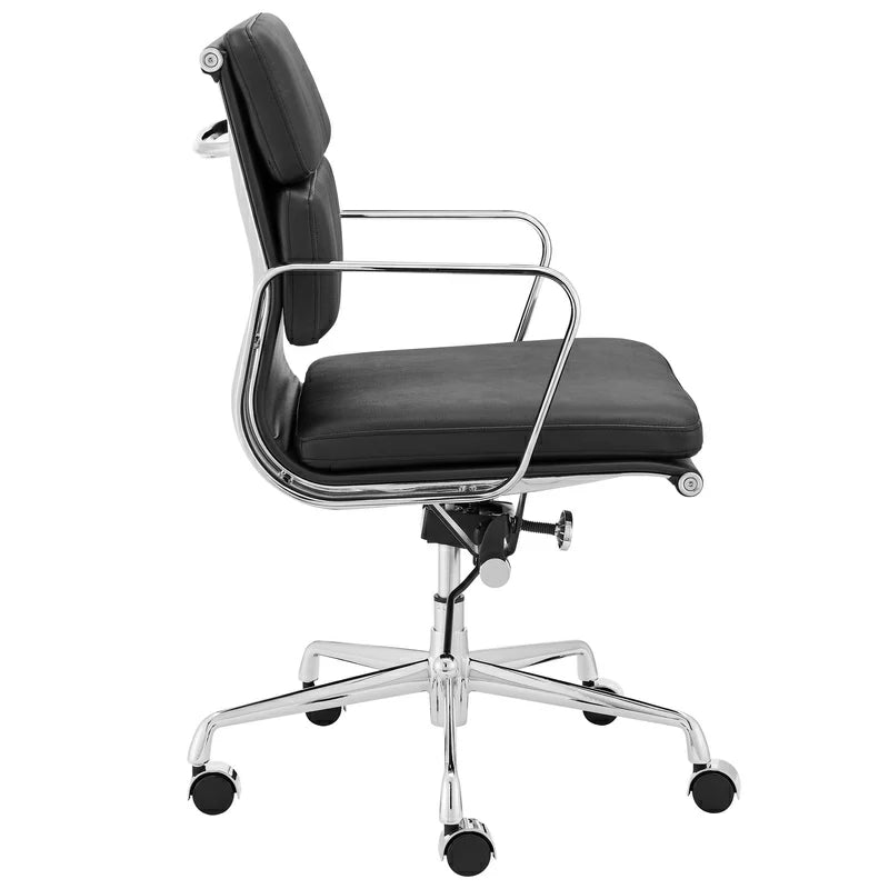 Eames Executive Office Chair  EA217 black leather side angle