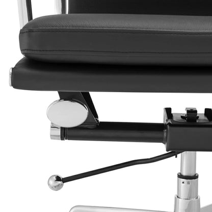Eames Premium Replica Chaise de bureau de gestion en cuir à dossier bas avec coussinet souple (Noir)