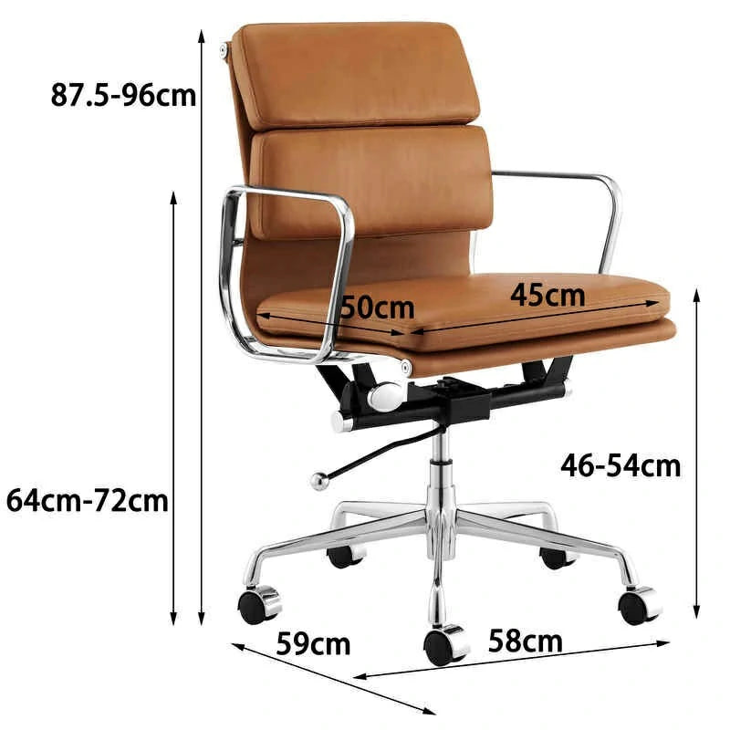 Eames soft pad EA217 tan leather executive office chair size 
