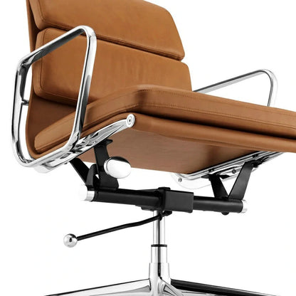 Eames soft pad EA217 tan leather executive office chair Looking up angle